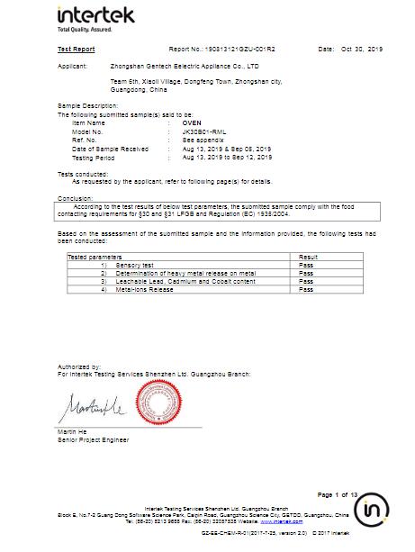 European food grade lfgb Report