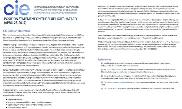 国际照明委员会(CIE) 关于蓝光危害的立场声明