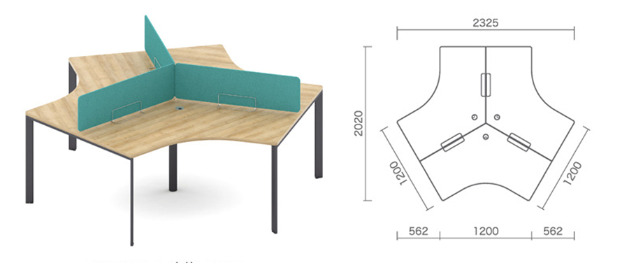 3人办公桌-多人办公卡位组合-深圳办公家具