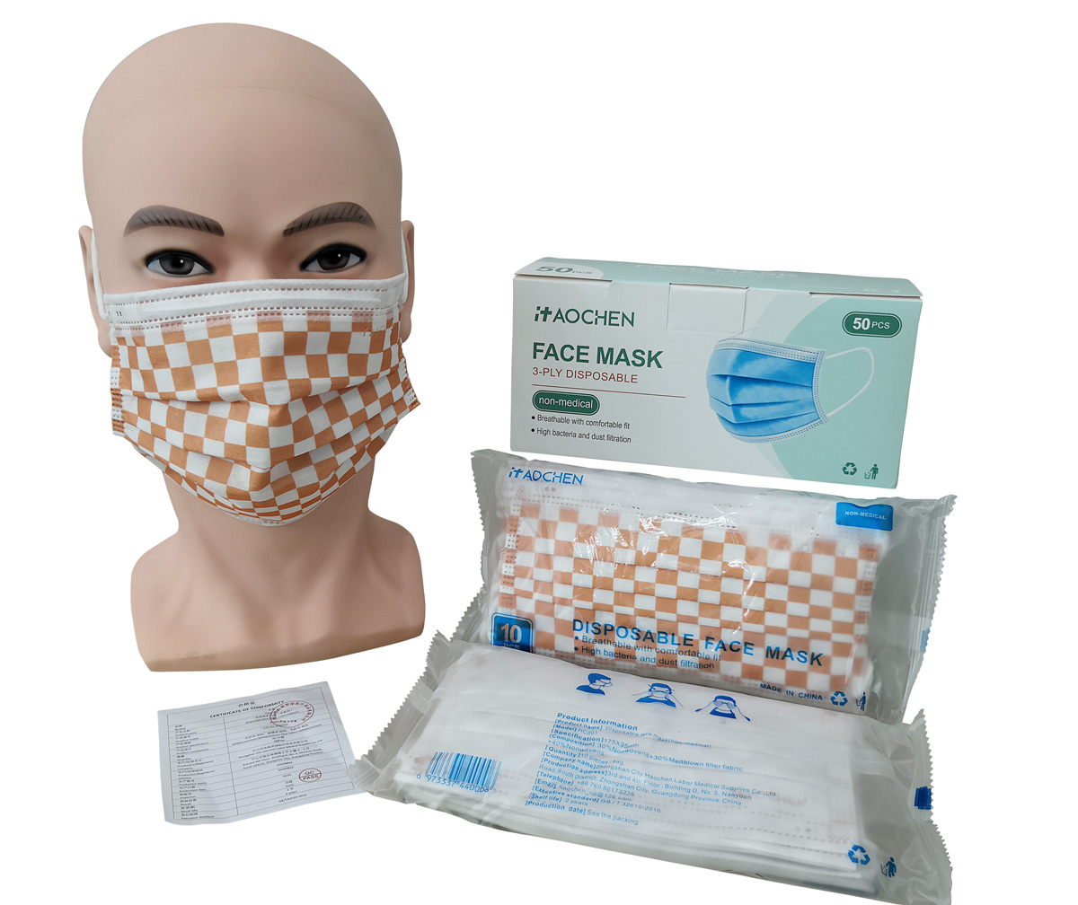 Adult orange Check Mask