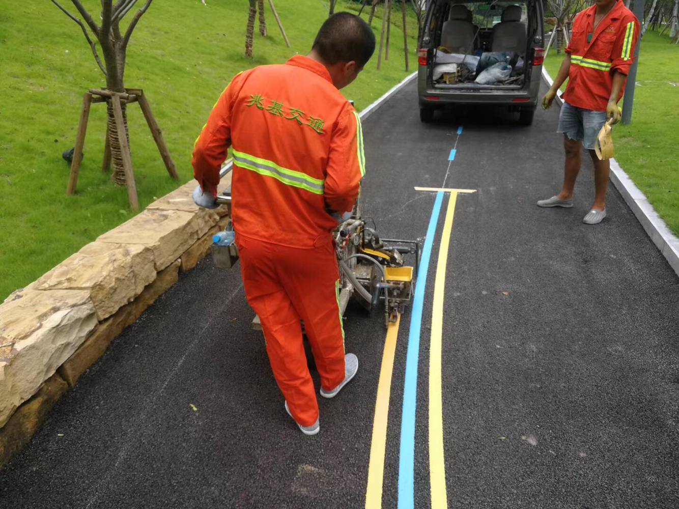 长寿工厂车间划线 重庆北碚马路画线施工公司