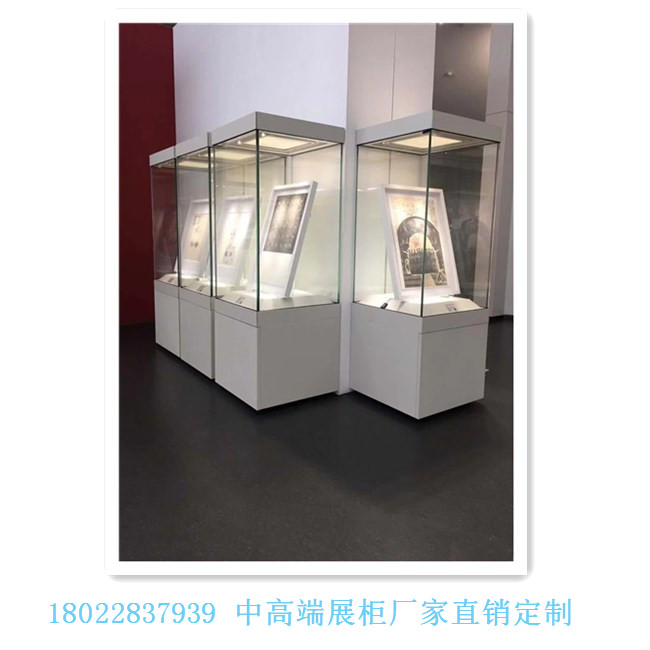 深圳博物館展示柜工廠專業訂做木質烤漆文物書畫沿墻展柜