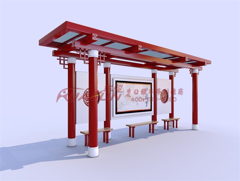 河北廊坊仿古候車(chē)亭	華駿智能	金屬烤漆電子站牌