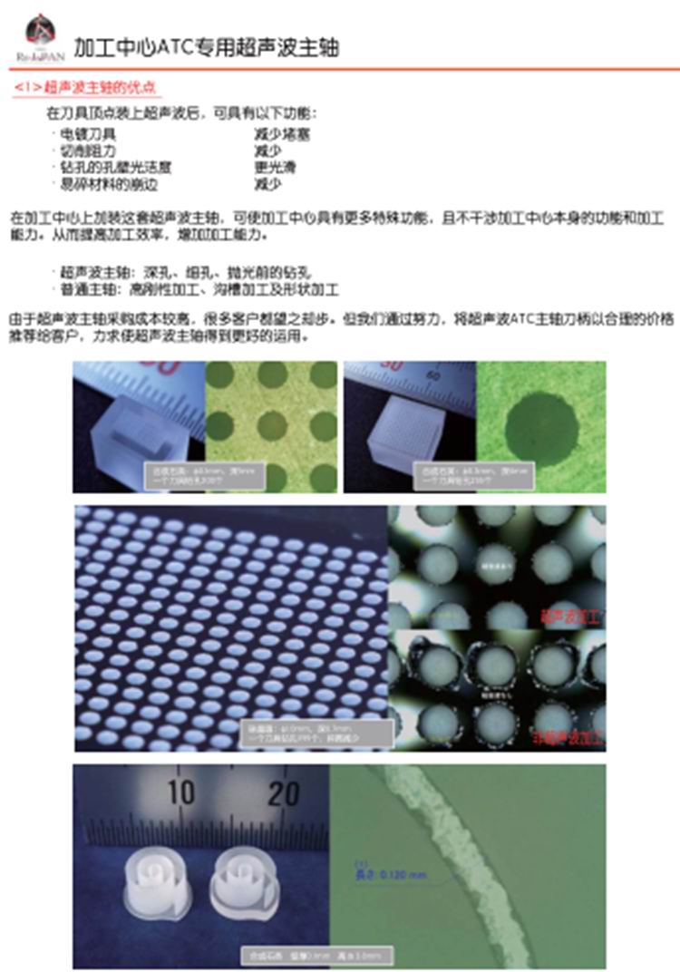 Rs超聲波主軸可以通過ATC交替和傳統刀具